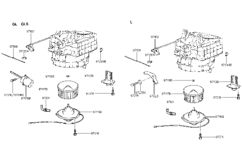 1999 Hyundai Accent Old Body Style Heater System-Blower Unit Diagram