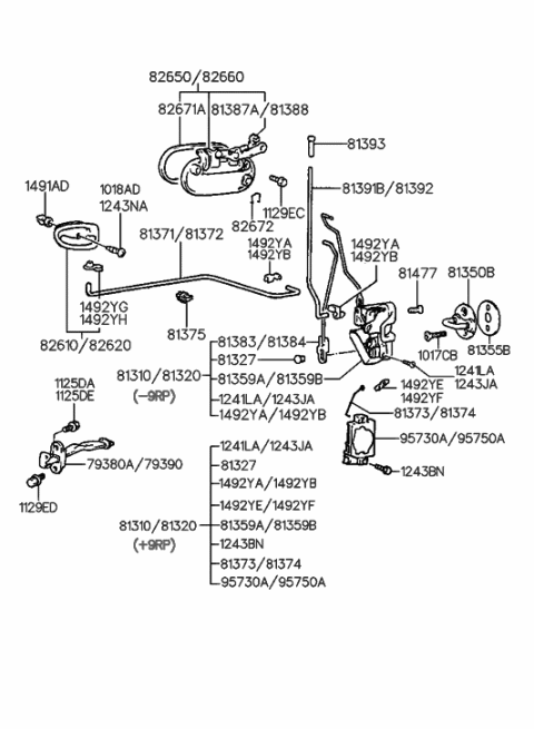 1997 Hyundai Accent Front Door Locking Diagram