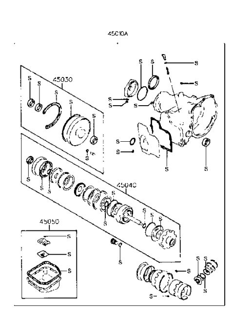1999 Hyundai Accent Seal Kit-Automatic Transaxle Overhaul Diagram for 45010-22B03