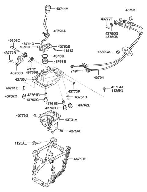 2006 Hyundai Tucson Produced After OCT.31.2006 Shift Lever Control (MTM) Diagram