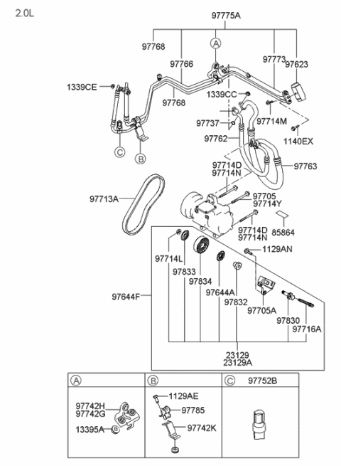 2006 Hyundai Tucson Bracket Assembly-Tension Pulley Mounting Diagram for 97704-2D520