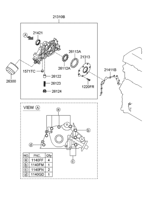 2009 Hyundai Tucson Front Case & Oil Filter Diagram 1