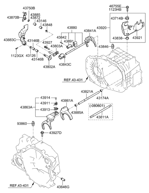 2008 Hyundai Tucson Spring-Neutral Return Diagram for 43847-39000