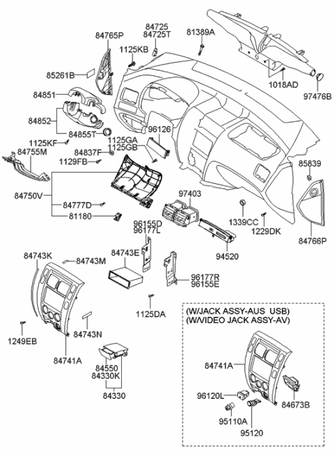 2007 Hyundai Tucson Cover Assembly-Crash Pad Side LH Diagram for 84765-2E201-WK