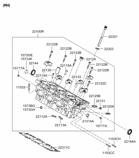 2006 Hyundai Tucson Produced After OCT.31.2006 Cylinder Head Diagram 3