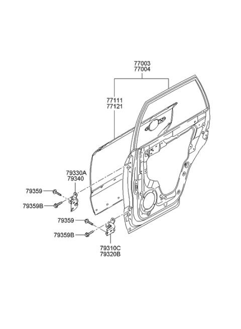 2006 Hyundai Tucson Produced After OCT.31.2006 Panel-Rear Door Diagram