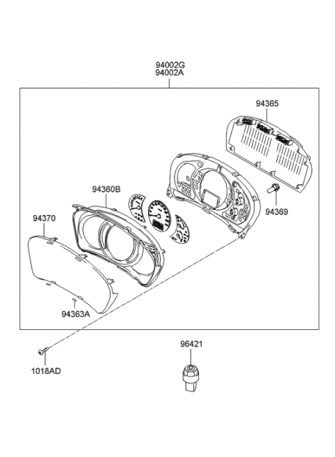 2007 Hyundai Tucson Cluster Assembly-Instrument Diagram for 94016-2E216