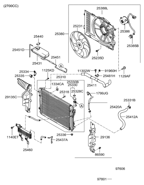 2006 Hyundai Tucson Produced After OCT.31.2006 Engine Cooling System Diagram 1