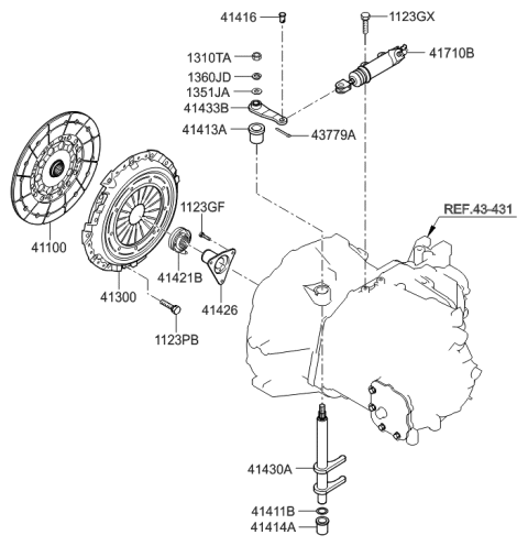 2006 Hyundai Tucson Produced After OCT.31.2006 Clutch & Release Fork Diagram