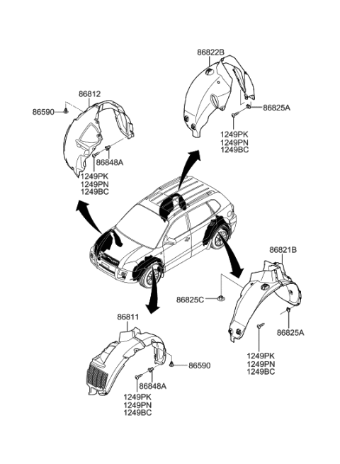 2009 Hyundai Tucson Wheel Gaurd Diagram