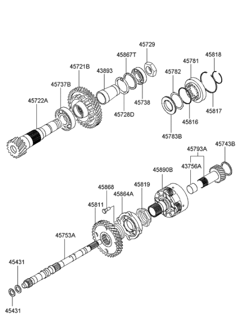 2006 Hyundai Tucson Produced After OCT.31.2006 Transaxle Gear - Auto Diagram 1