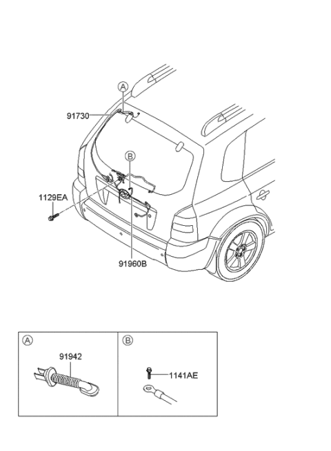 2006 Hyundai Tucson Produced After OCT.31.2006 Trunk Lid Wiring Diagram