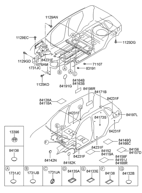 2006 Hyundai Tucson Produced After OCT.31.2006 Isolation Pad & Floor Covering Diagram 2