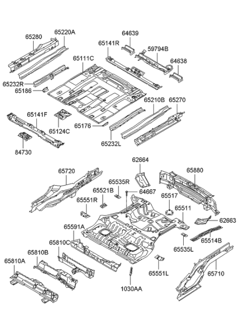 2021 Hyundai Genesis G70 Panel-Rear Floor Diagram for 65511-2E010