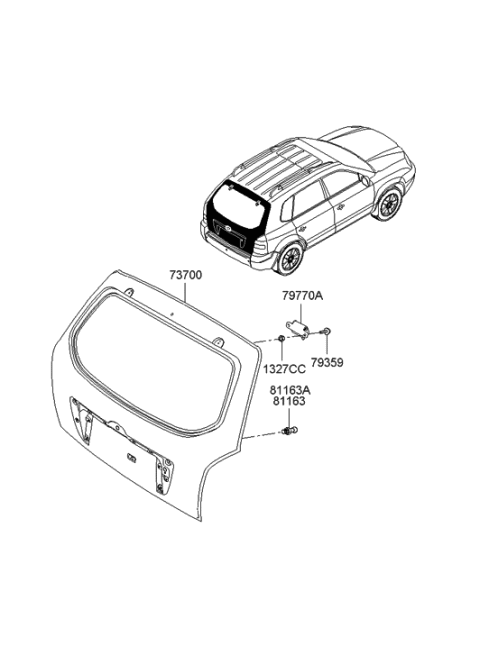 2008 Hyundai Tucson Panel Assembly-Tail Gate Diagram for 73700-2E110