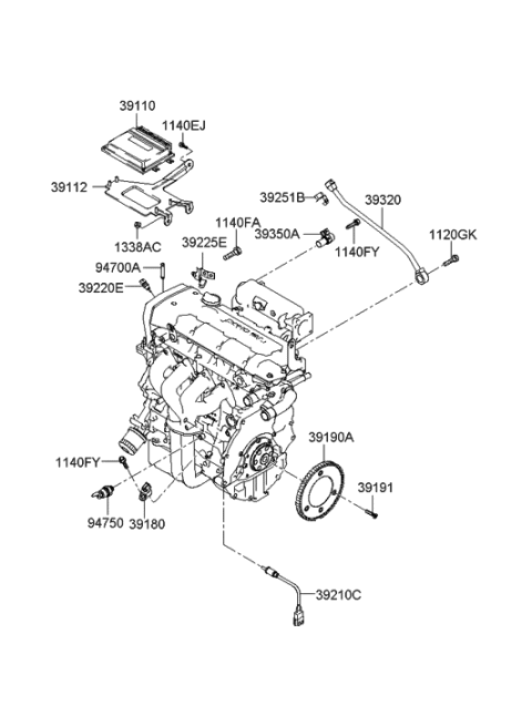 2007 Hyundai Tucson Engine Control Module Unit Diagram for 39181-23132