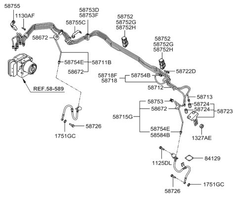 2006 Hyundai Tucson Produced After OCT.31.2006 Brake Fluid Line Diagram 1