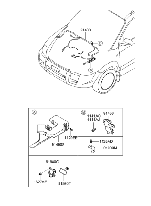 2007 Hyundai Tucson Wiring Assembly-Engine Control Module Diagram for 91406-2E163