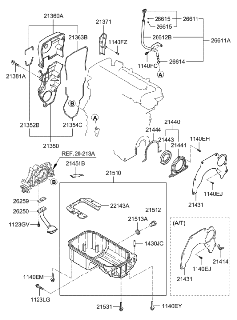 2006 Hyundai Tucson Produced After OCT.31.2006 Belt Cover & Oil Pan Diagram 1