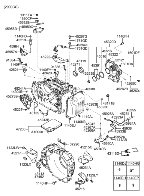 2009 Hyundai Tucson Old Body Style Auto Transmission Case Diagram 1