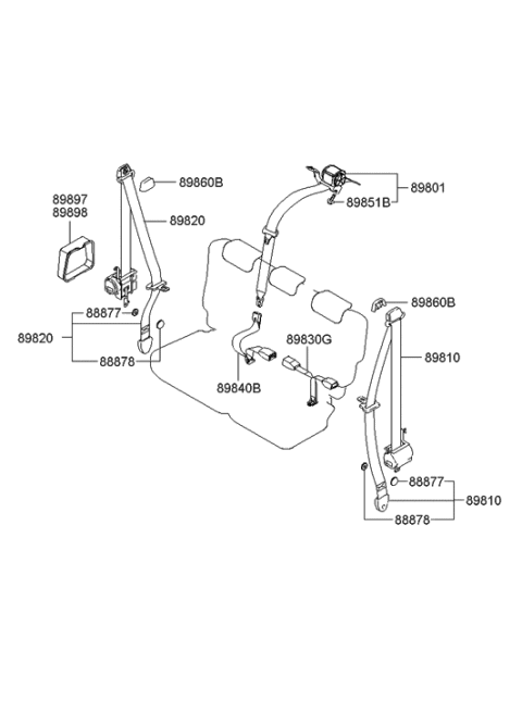 2006 Hyundai Tucson Produced After OCT.31.2006 Rear Seat Belt Diagram