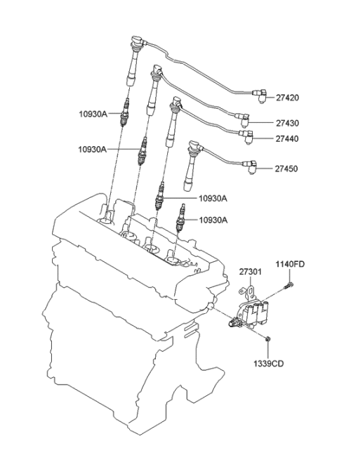 2007 Hyundai Tucson Cable Assembly-Spark Plug No.5 Diagram for 27460-37310