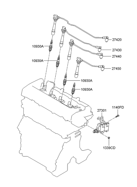 2006 Hyundai Tucson Produced After OCT.31.2006 Spark Plug & Cable Diagram 1