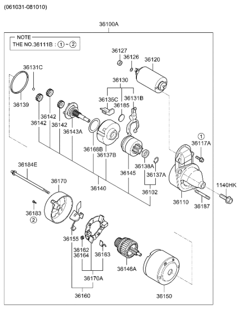2021 Hyundai Kona Bracket-Starter,Rear Diagram for 36180-23171
