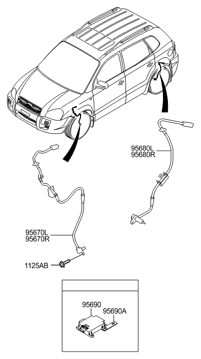 2009 Hyundai Tucson Old Body Style ABS Sensor Diagram