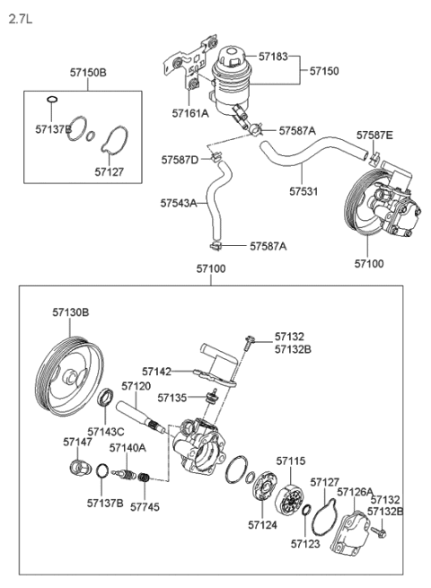 2006 Hyundai Tucson Produced After OCT.31.2006 Power Steering Oil Pump Diagram 2