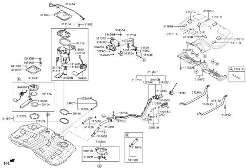 2007 Hyundai Tucson Fuel Filler Cap Assembly Diagram for 31010-2F500