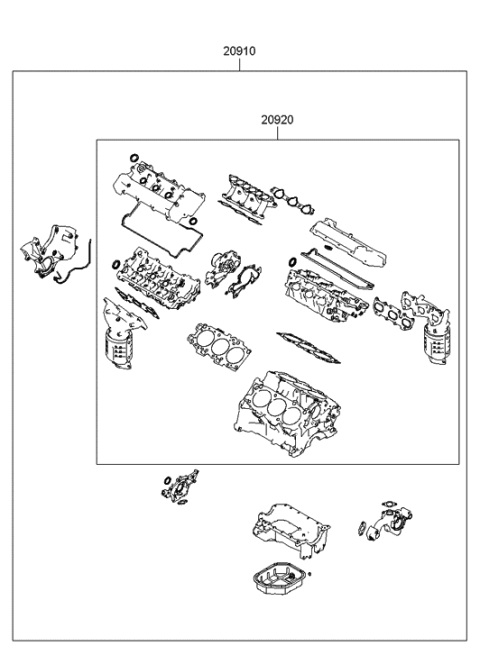 2009 Hyundai Tucson Gasket Kit-Engine Overhaul Upper Diagram for 20920-23F00
