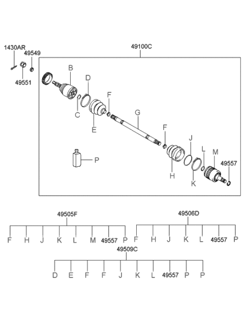 2006 Hyundai Tucson Produced After OCT.31.2006 Drive Shaft Assy-Rear Diagram
