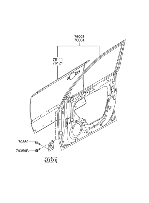 2009 Hyundai Tucson Panel Assembly-Front Door,RH Diagram for 76004-2E020