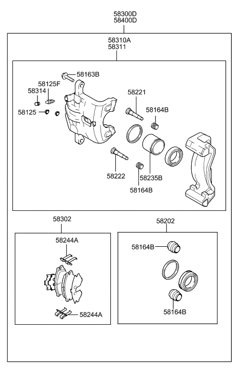 2006 Hyundai Tucson Produced After OCT.31.2006 Rear Wheel Brake Diagram 2