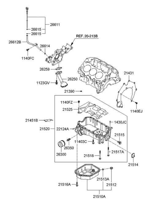 2009 Hyundai Tucson Belt Cover & Oil Pan Diagram 2