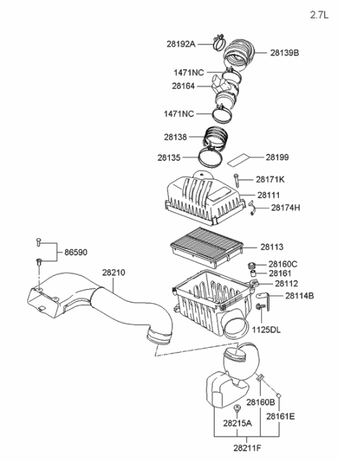 2006 Hyundai Tucson Produced After OCT.31.2006 Air Cleaner Diagram 2