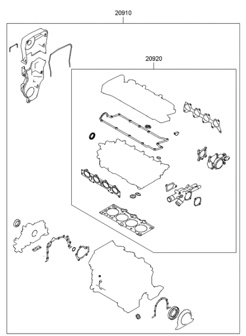 2006 Hyundai Tucson Produced After OCT.31.2006 Engine Gasket Kit Diagram 1