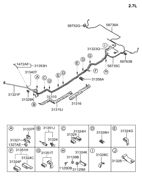 2006 Hyundai Tucson Clip-Fuel Tube Diagram for 31350-2E000