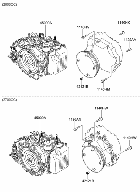 2008 Hyundai Tucson Transaxle Assy-Auto Diagram