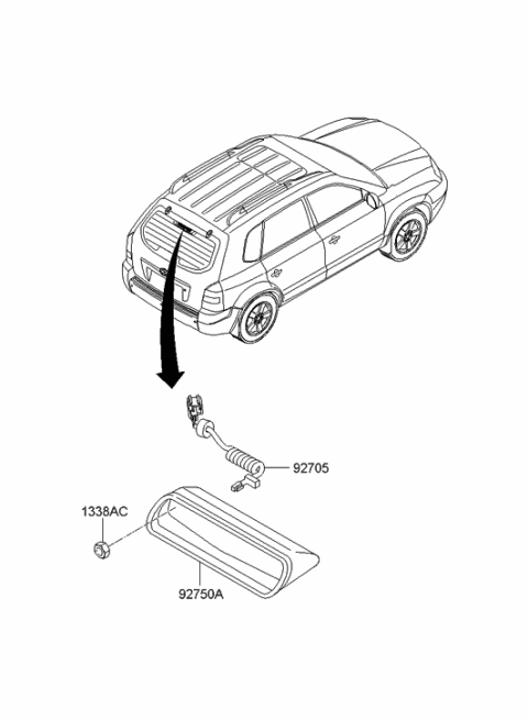 2009 Hyundai Tucson Lamp Assembly-High Mounted Stop Diagram for 92700-2E001