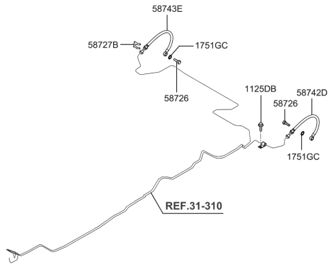 2006 Hyundai Tucson Produced After OCT.31.2006 Brake Fluid Line Diagram 2