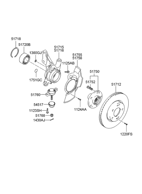 2008 Hyundai Tucson Ball Joint Assembly Diagram for 51760-2E000
