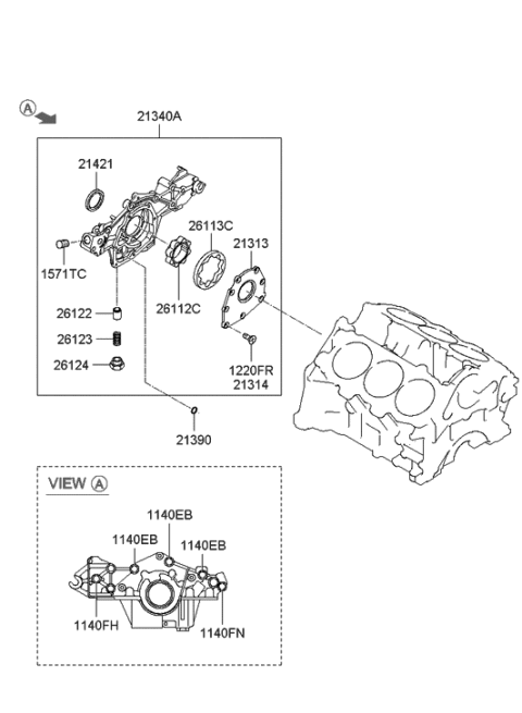 2021 Hyundai Genesis G70 Gear-Oil Pump Outer Diagram for 26113-23002