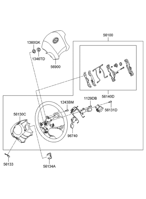 2006 Hyundai Tucson Produced After OCT.31.2006 Steering Wheel Diagram