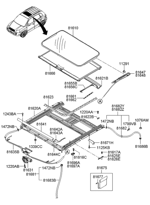 2006 Hyundai Tucson Produced After OCT.31.2006 Sunroof Diagram