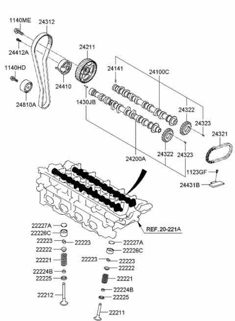 2006 Hyundai Tucson Produced After OCT.31.2006 Camshaft & Valve Diagram 1