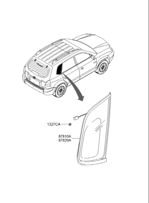 2007 Hyundai Tucson Glass & MOULDING Assembly-Quarter Diagram for 87810-2E000