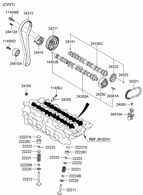 2006 Hyundai Tucson Produced After OCT.31.2006 Camshaft & Valve Diagram 2