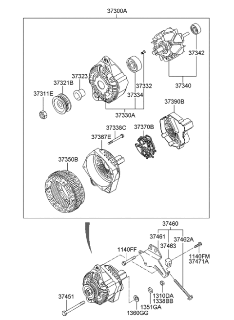 2009 Hyundai Tucson Alternator Diagram 1